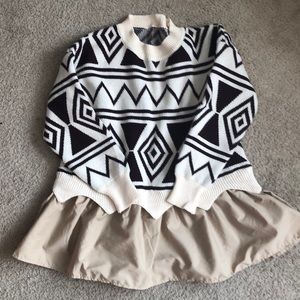 Never worn tribal print sweater with a hem skirt